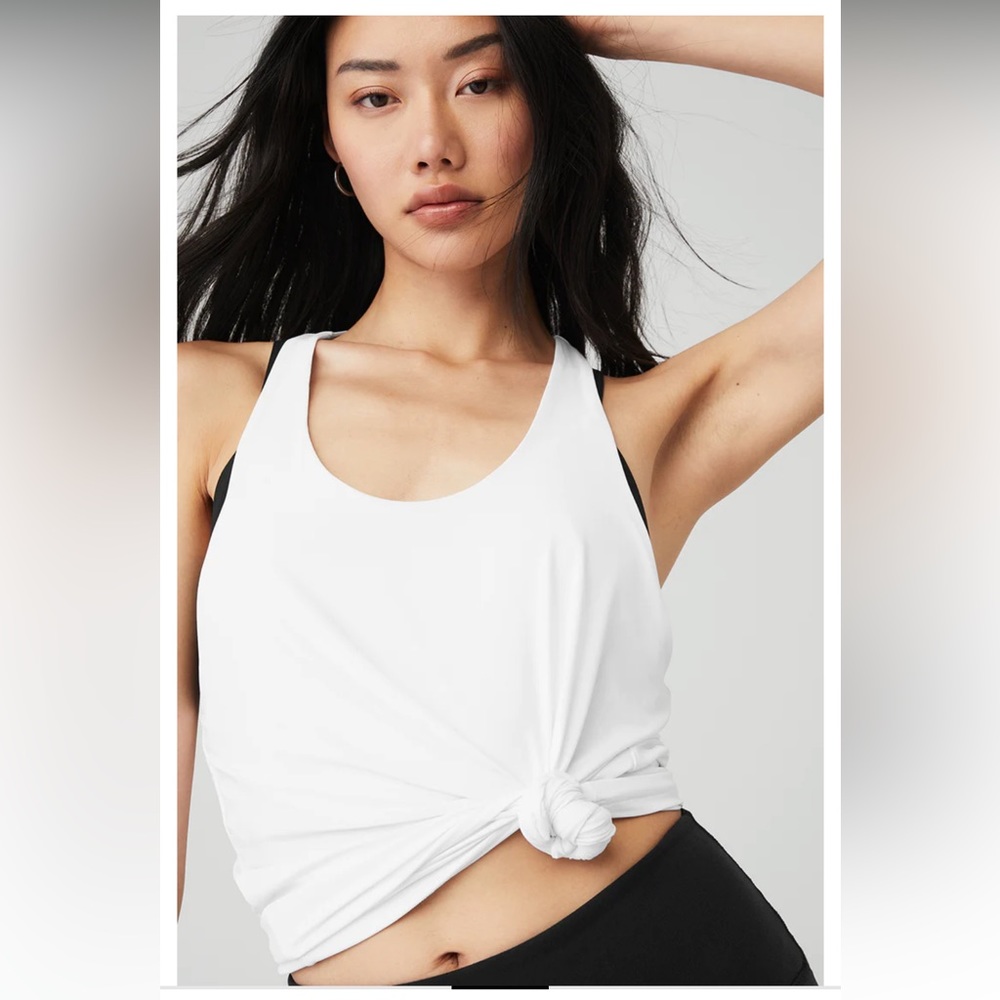 Alo Yoga “Don’t Get It Twisted” Tank in white, size small.